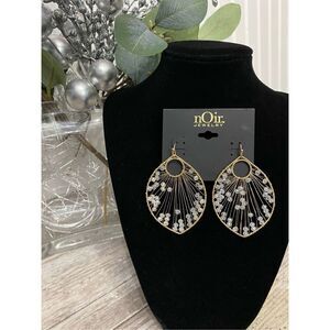 nOir Jewelry Gold Bead Hook Earrings